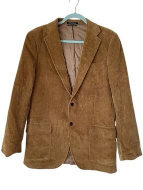 Vintage Land's End Men's Corduroy Blazer Tan 100% Cotton- Size 38